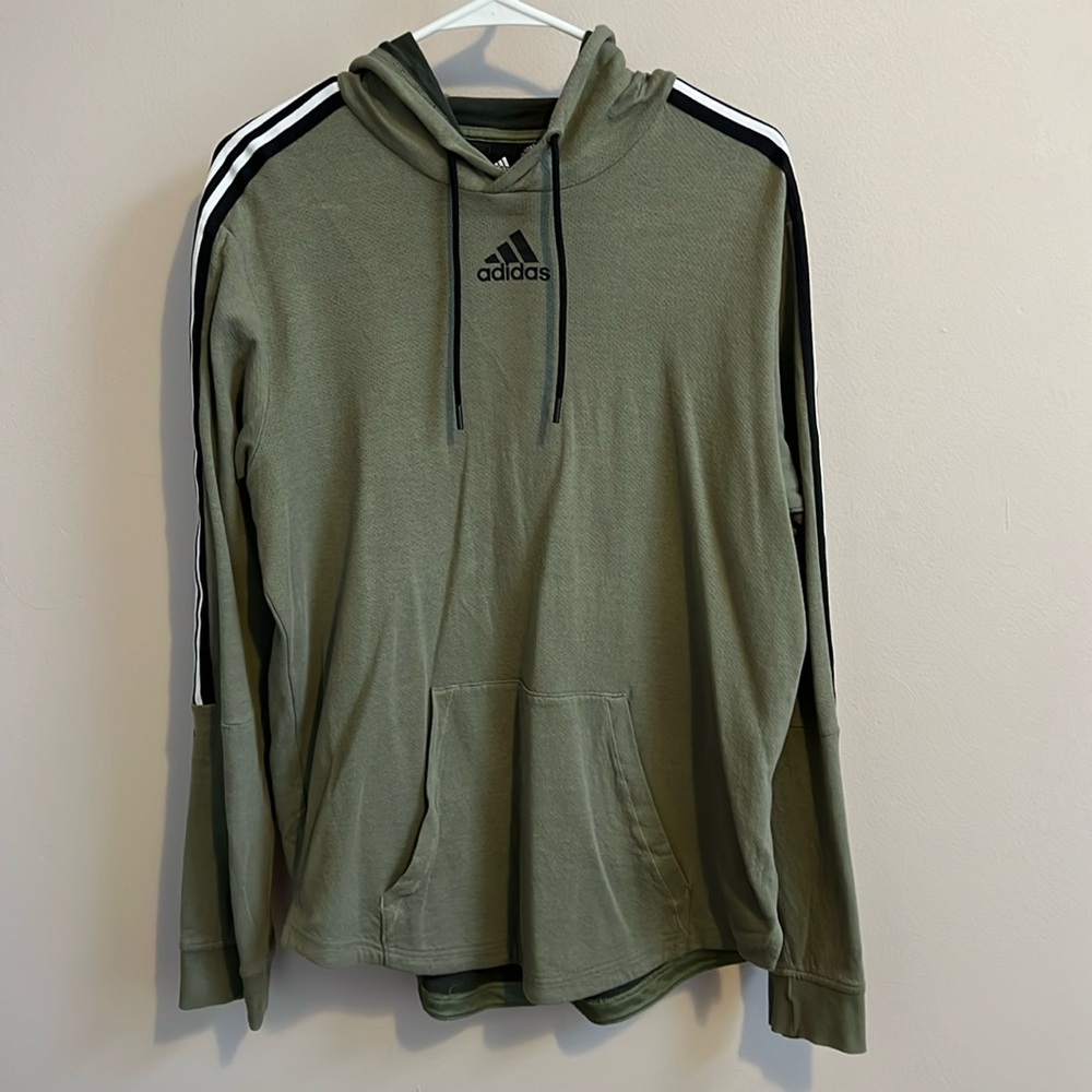 Adidas, Men’s sweatshirt. Green and Black. Light weight jacket